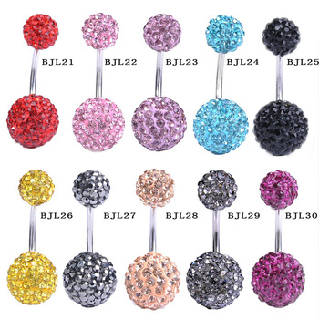 Christma Big Sale 10mm&6mm Crystal Disco Ball&316L Surgical Stainless Steel Belly Button Nav