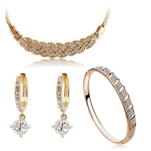 Christmas gift!!! 18K white gold plated austrian crystal women necklace/earrings/bracelet fashion je