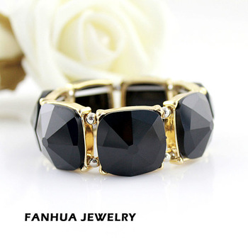 Christmas gift designer jewelry charming gold color alloy colorful imitation gemstone elastic bracel