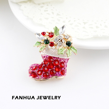 Christmas gift new 2013 designer jewelry lovely sparkling alloy Christmas boot colorful rhinestone b