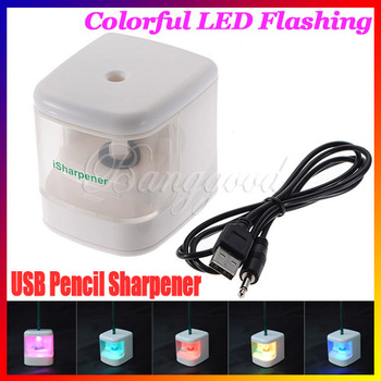 Colorful Flashing Automatic USB Battery Operated Electric Color Change Pencil Sharpener Cutter Knife