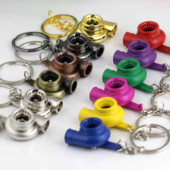Creative Hot Spinning Turbo Turbine Turbocharger Keychain Key Chain Ring Key Fob Keyring 86097