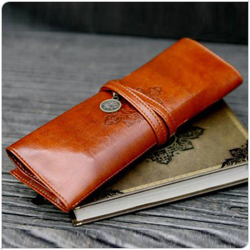 Creative stationery Retro high-capacity pencil pouch ,pen bag, twilight leather pen case, cosmetic b