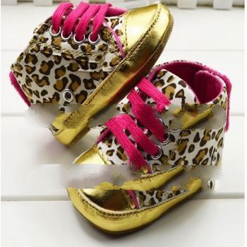 Cute Baby Girl Infant Toddler Leopard Gold Crib Shoes Walking Sneaker Free shipping & Drop shipp
