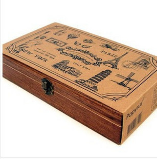 Eiffel tower wooden box aesthetic vintage wool stamp wooden box stamp