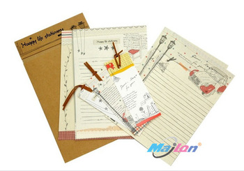 FREE SHIPPING 1LOT OF 10sets of &lovely envelope  for lazy people with  letter pad and bookmarks