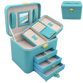 FREE SHIPPING Large capacity leather jewelry box princess jewelry box litchi jewelry box jewelry box