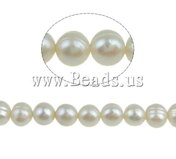 FREE SHIPPING Natural Cultured Freshwater White Round Pearl Craft Beads, 50pcs/lot, high quality,6-7