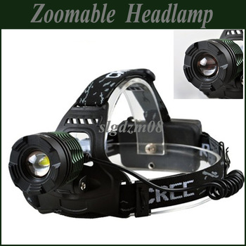 FREE SHIPPING Zoom Headlamp LED Torch light CREE XM-L T6 2*18650 Head lamp Rechargeable Zoomable Hea