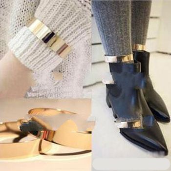 Fashion 2 pcs/ Pair Punk Flat Mirror Wide Metal Anklet Ankle Leg Foot Cuff Bracelet Ring Bangle Hot 