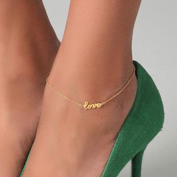Fashion golden alloy simple with word "LOVE" anklets