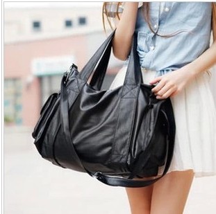 Female 2013 preppy style black vintage shoulder bag messenger bag big fashionable casual bags