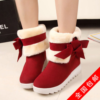 Flat elevator platform ankle boots cotton-padded shoes scrub shoes autumn and winter thermal slip-re