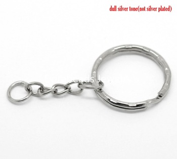 Free Shipping! 30PCs Silver Tone Key Chains & Key Rings 53mm(2 1/8") long (B19405)