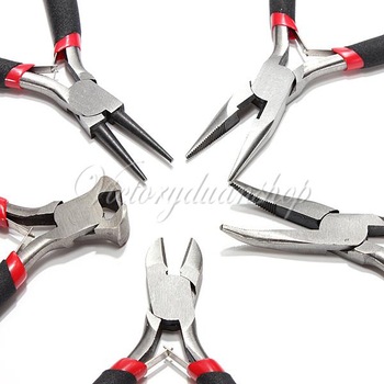 Free Shipping 5pcs/lot Jewelery Mini Pliers Tools Kit Cutter Chain Round Bent Nose Beading Making Re