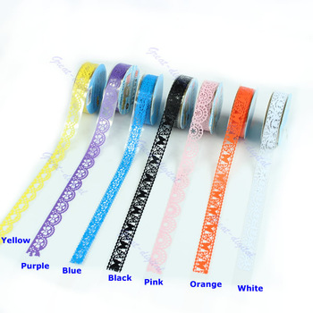 Free Shipping 7Pcs/Lot DIY Diary Hollow Decorative Stickers Lace Tape Stationery School Gift 7 Color