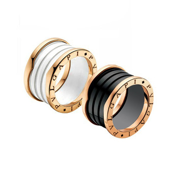 Free Shipping Fashion Jewelry  Brand Name Black and white Ceramic Whorl Spring Rings --18K Gold Plat