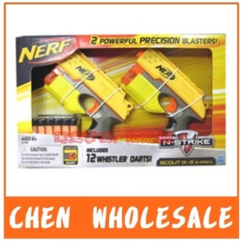 Free Shipping Nerf Scout IX-3 Dual-Pack 12 Dart toy Gun Hasbro Twin Pistol