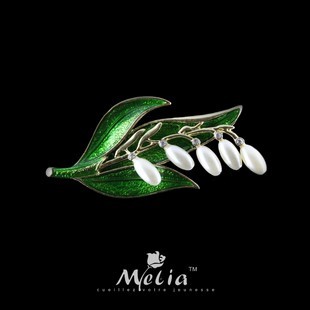 Free Shipping New Arrival TS Fashion Bling Pearl Gem Trend Leaf Brooch Quality Friend Gift Jewelry