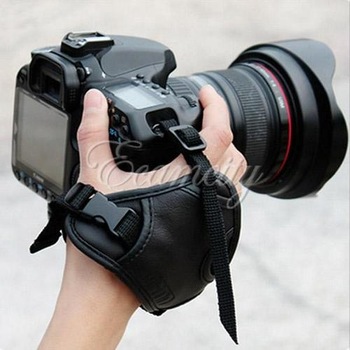 Free Shipping New Black SLR/DSLR Camera Leather Soft Wrist Hand Strap Grip Belt for Canon Nikon Sony