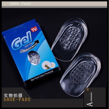 Free Shipping Unisex Increase Insoles Lifts Inserts Heel Cups Shoes Pads Silicone Gel feet Cushion E