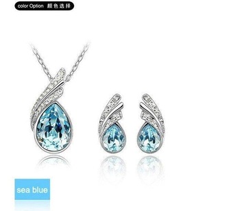 Free Shipping White Gold Plated Necklace/Earrings, Make With Austria Crystal Set K189&RO72