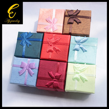 Free Shipping Wholesale 12PC/lot Size 4*4*3CM 7 Kinds Of Mixed Colors, Jewelry Display Paper Gift Bo