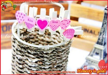 Free Shipping/cute Wooden Cartoon small Heart clip/Paper Clip/ Office & School /Fashion Korean S