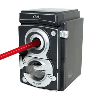 Free Shipping deli 0668 pencil sharpener hand adjustable volume pen device old black camera pencil s