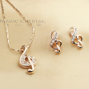 Free Shipping fashion jewelry set hot  Italina 18K Rose Gold Plated Crystal Jewelry Set Gift Note Ea