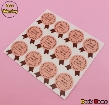 Free Shipping hand made pink medal sticker for cookies cake container plastic bag boxes