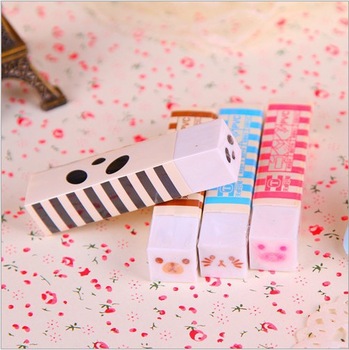 Free ship 1lot=12pcs/Korean stationery kawaii cute Cartoon animal face eraser/school supplies /stude