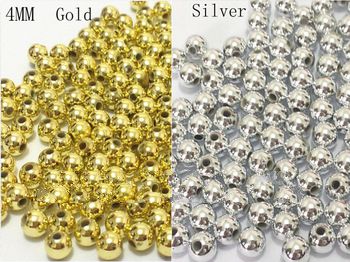 Free shipment ! 4mm 4000pcs/lot silver/Gold Spacer Beads, Spacer acrylic beads For ChunkyJewellery
