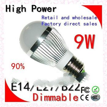 Free shipping 10pcs/lot Dimmable Bubble Ball Bulb AC85-265V 9W 12W 15w E14 E27 B22 GU10  High power