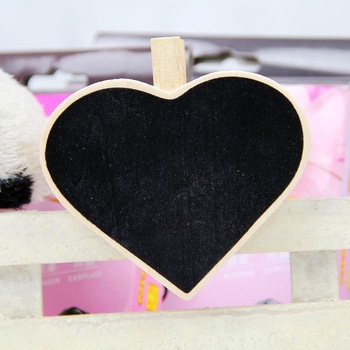 Free shipping 20pcs/lot Heart-shaped Wooden small blackboard clip/bookmark/message board creative gi