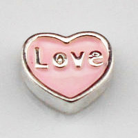 Free shipping 20pcs/lot MIN order 100pcs locket floating charms love floating charms pink heart