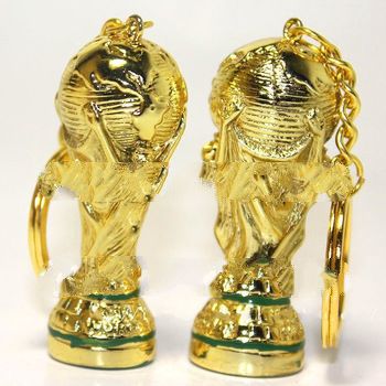 Free shipping 2pcs/lots 2014 Brazil world cup trophy  keychains with retail package