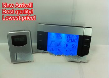 Free shipping  CH113  RF Wireless Weather Station Alarm Clock Indoor/Outdoor Thermometer with Color 
