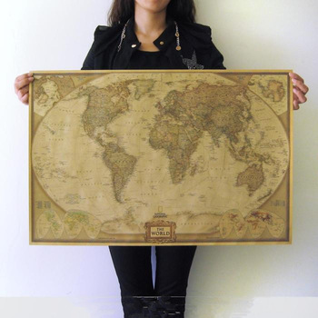 Free shipping English World Map Home decor wallpaper Wall sticker Classical decoration