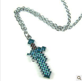 Free shipping Green Minecraft Diamond Sword Minecraft Creeper Axe nacklace