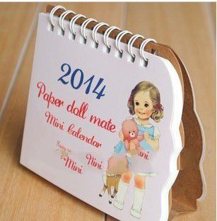 Free shipping/Han edition stationery /curl doll 2014 desk calendar / calendar change girl doll/ mini