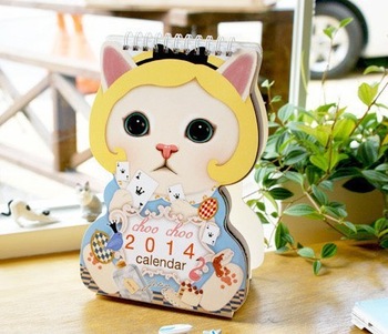 Free shipping! Jetoy choo choo cat 2014 calendar / cartoon calendar / printing calendar/ christmas g