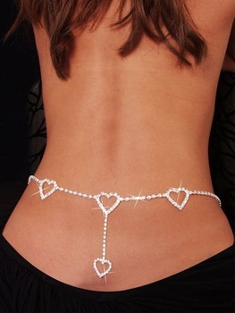 Free shipping + Lowest price New sexy Hearts Rhinestone Belly Chain and Lower Back LC0637