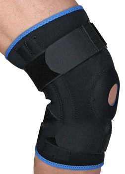 Free shipping Neoprene knee stabilizer sport dual action leg sleeve flexible metal springs hinged pr