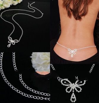 Free shipping,Sexy Glittery Rhinestone Gem Set Butterfly body jewelry Belly Waist belly Chain for da