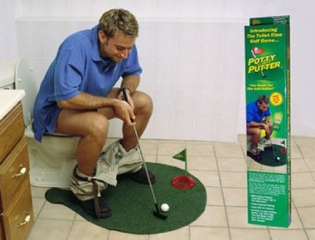 Free shipping Toilet Bathroom Mini Golf Mat Set Game Potty Putter CJ29