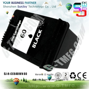Free shipping compatible CC640WN remanufactured for hp 60 black high quality ink cartridge