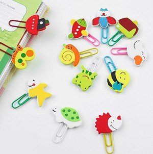 Free shipping cute wooden lovely animals  carton paper clips bookmark child /office supply 120pcs/lo