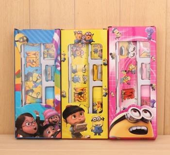 Free shipping despicable me minions 1set Stationery sets for kids school supplies Stationery gift
