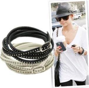 Free shipping !fashion fine rivet wrapped leather bracelet   (Min.Order is $10 ! Can Mixed Order) Fa